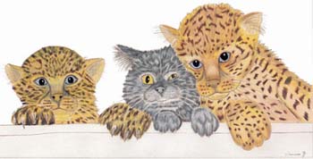 Leoparden mit Katze