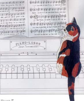 Katze auf Klavier